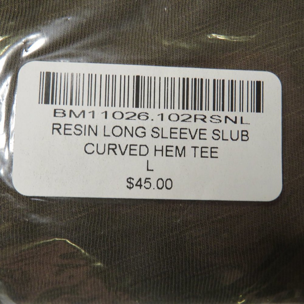 Buck Mason Mens Resin Slub T-Shirt Curved Hem L/S - Picture 9 of 10